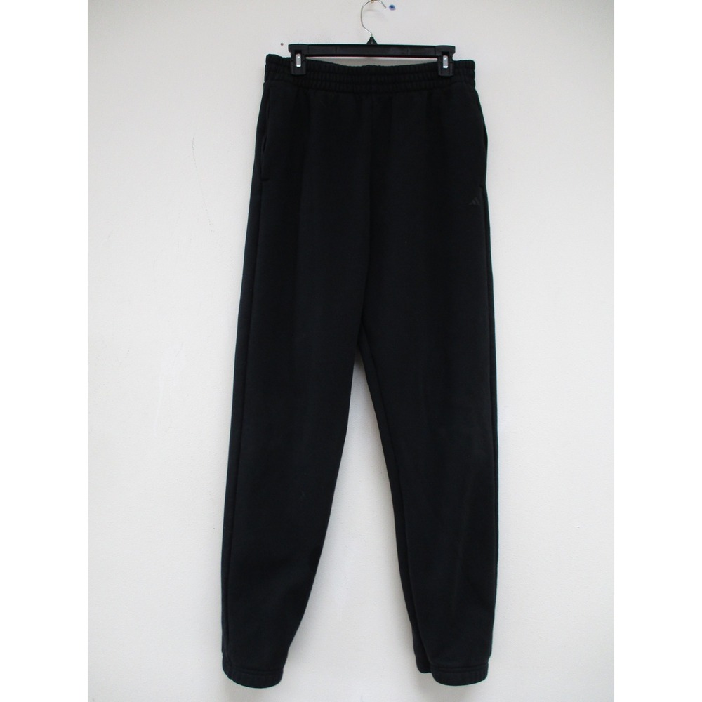 Adidas Sweatpants Mens M Black Joggers Fleece Elastic Waist Tapered Leg